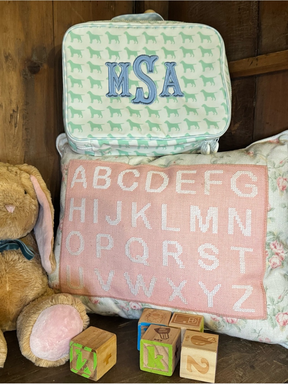 Isla of my Eye Monogrammed Mint & White Lunch Bag